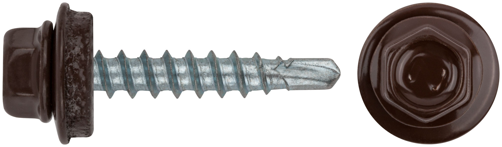 Шурупы кровельные со сверлом 4.8 х 28 RAL 8017 коричневый (фасовка 250 шт.)