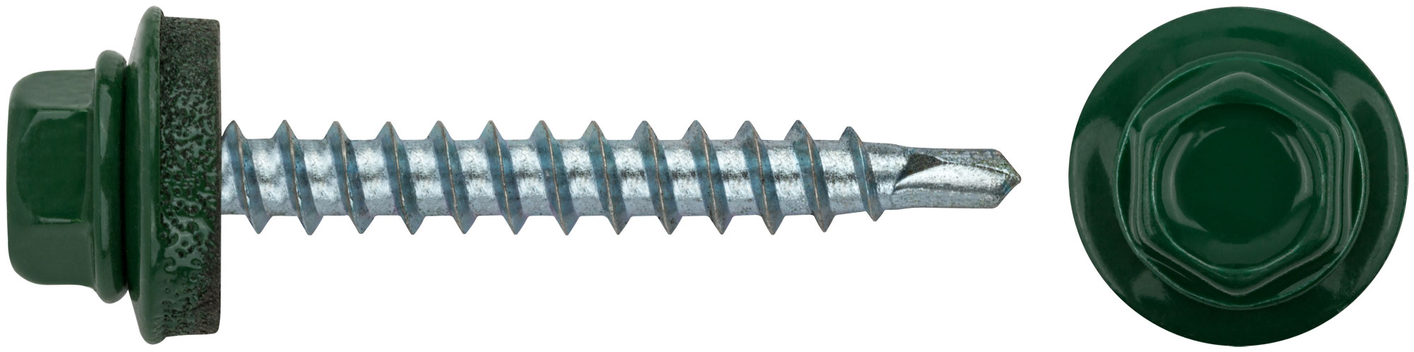 Шурупы кровельные со сверлом 4.8 х 38 RAL 6002 зеленый 100 шт. Фасовка