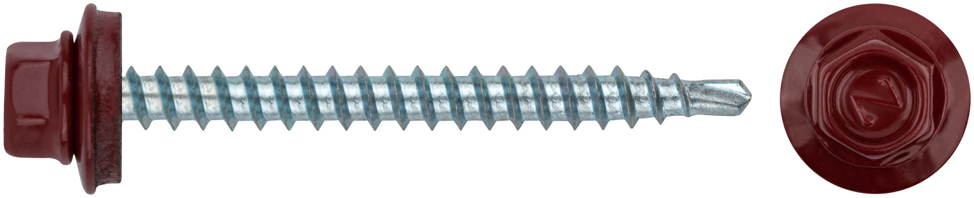 Шурупы кровельные со сверлом 4.8 х 50 RAL 3011 красный 100 шт. Фасовка