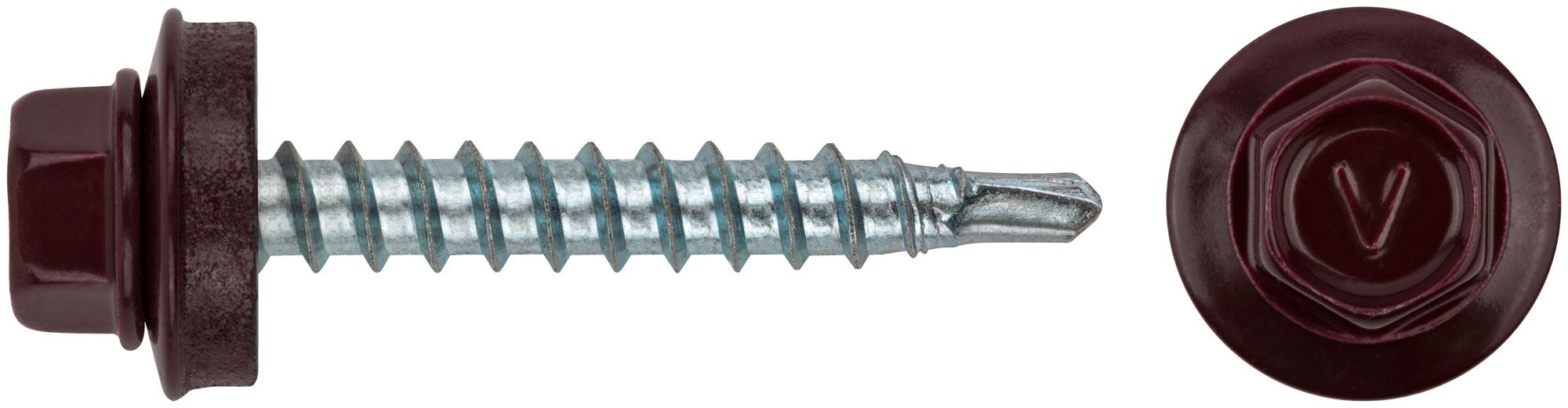 Шурупы кровельные со сверлом 4.8 х 32 RAL 3005 темно-бордовый 100 шт. Фасовка