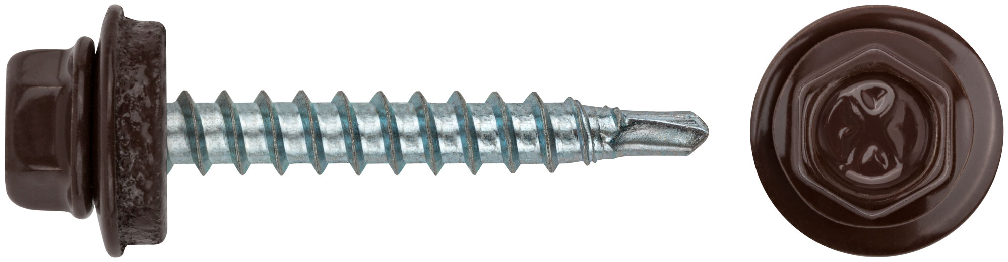 Шурупы кровельные со сверлом 4.8 х 32 RAL 8017 коричневый 100 шт. Фасовка