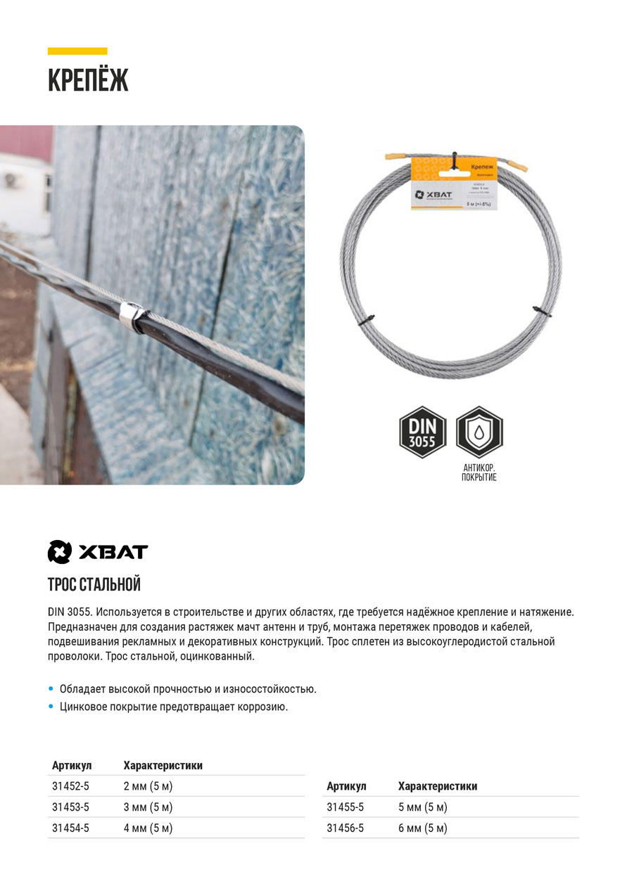 Трос стальной DIN 3055 5 мм (5 м) Фасовка