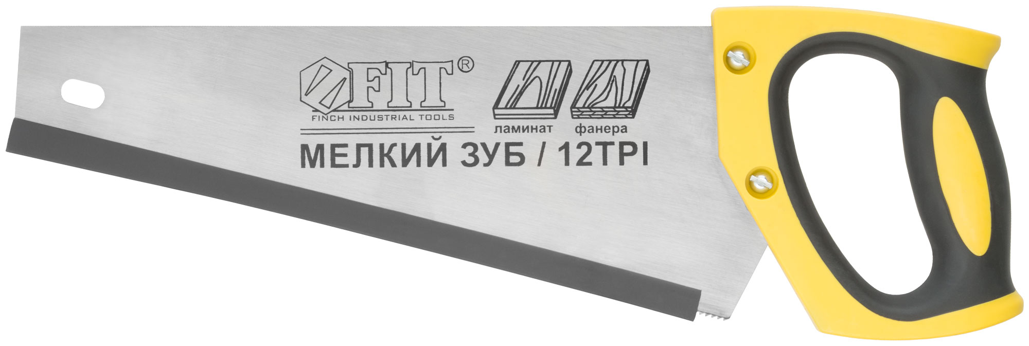 Ножовка по ламинату, мелкий каленый зуб 12 ТPI (шаг 2 мм), заточка, пласт.прорезиненная ручка 300 мм