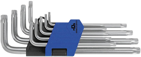 Набор ключей TORX T10-T50, пластиковый держатель, длинные, закаленные CrV, 9 шт.