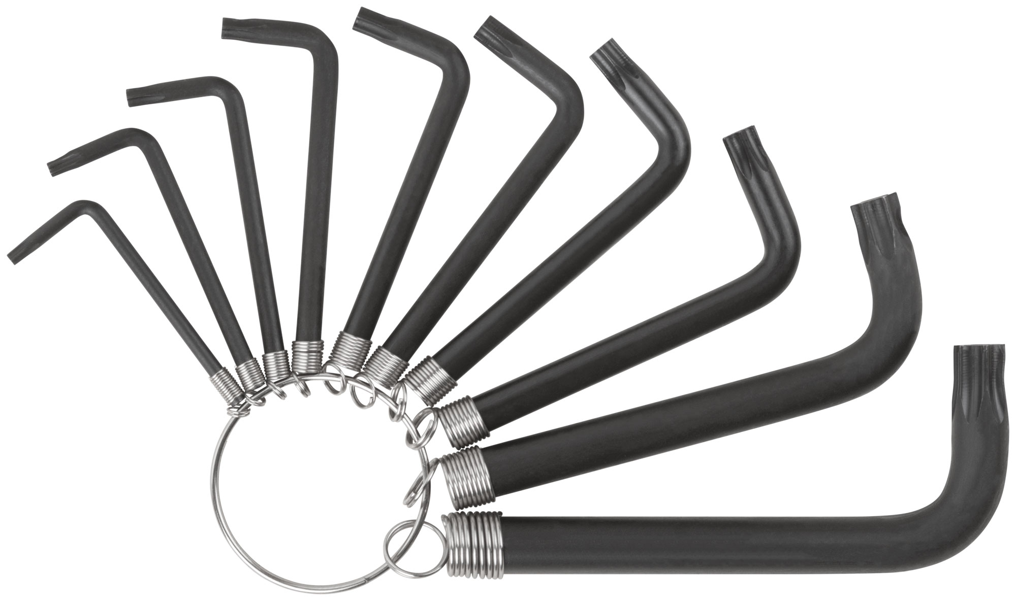 Набор закаленных ключей TORX на кольце Т10-Т50, CrV с чёрным фосфатным покрытием, 10 шт.